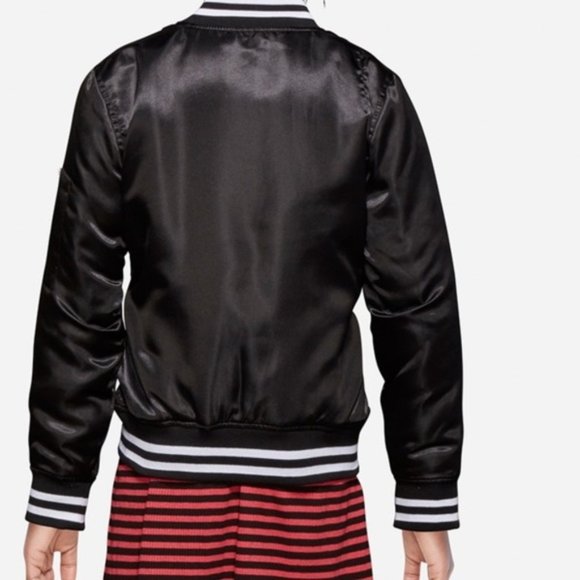 NEW Girls Justice Peace and Love Black Bomber Jacket Size XL 16/18 - Picture 2 of 11